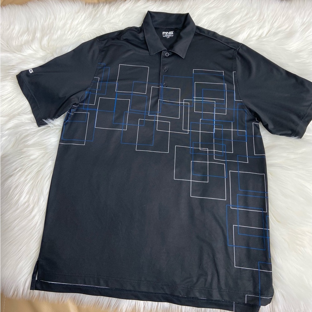 PING t-shirt for men size L in black with short sleeves